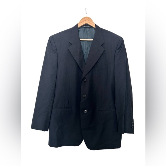 Corneliani Navy Striped 3-Button 100% Extrafine Virgin Wool Sports Coat
